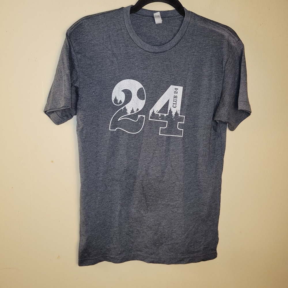 Next Level Apparel Mens Small Gray 24 Club 24 Forest Pine Tree Graphic T-Shirt